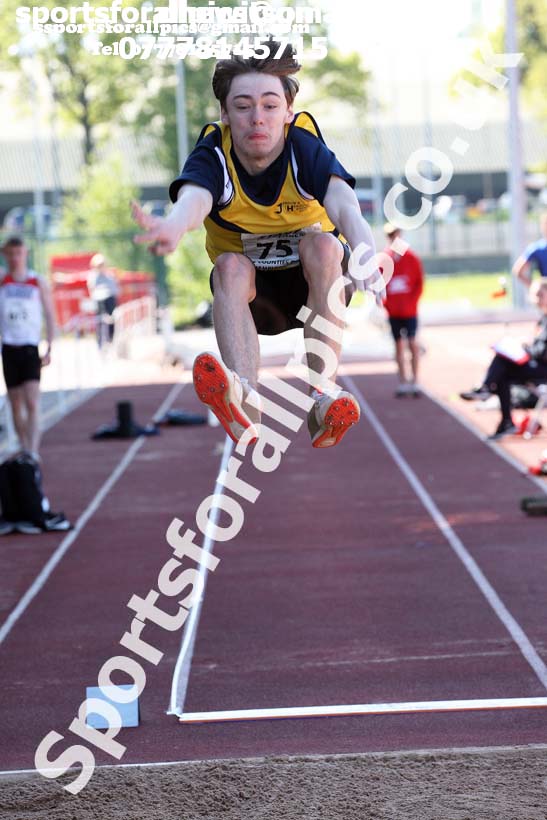 Mens under-17s long jump, 2019 North Eastern Track and Field Champs., Middlesbrough. Photo:  David T. Hewitson/Sports for All Pics